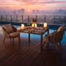 valentine poolside rooftop candlelight dinner with romantic décor in gurgaon