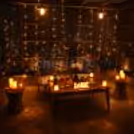 Romantic Table Decoration, floral centrepiece and love LED Sign | Poolside Candlelight Dining Set