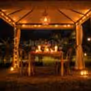 Intimate dinner for two in a beautifully decorated cabana