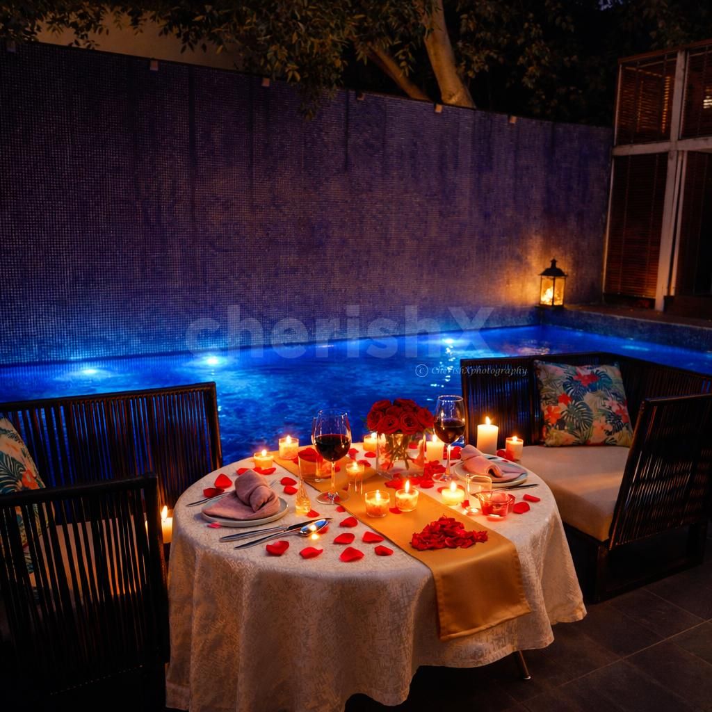 Valentines special poolside dining by The park