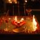 couple enjoying an intimate dinner date in a candlelit ambience