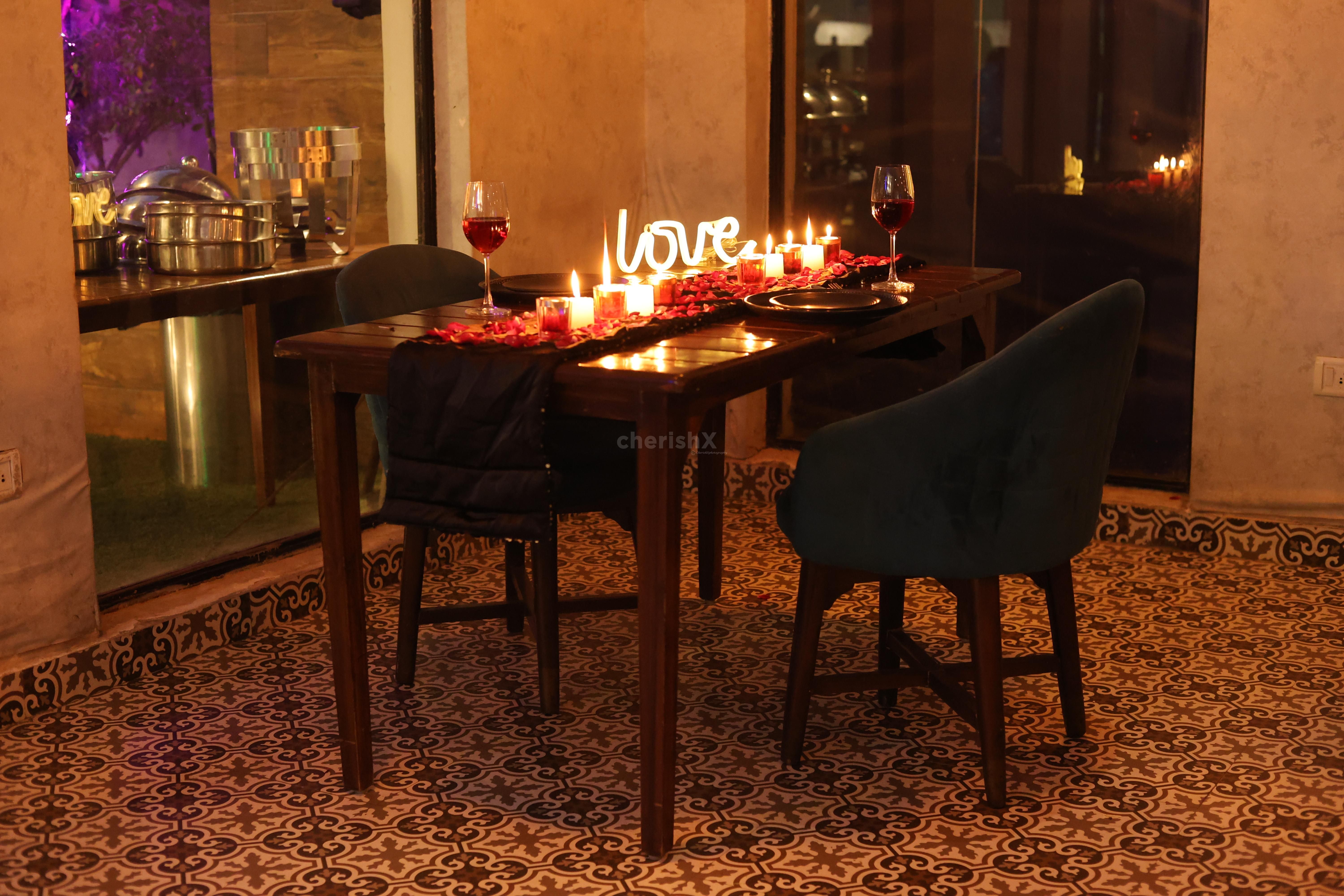 cozy indoor candlelight dining setup at foresta cafe