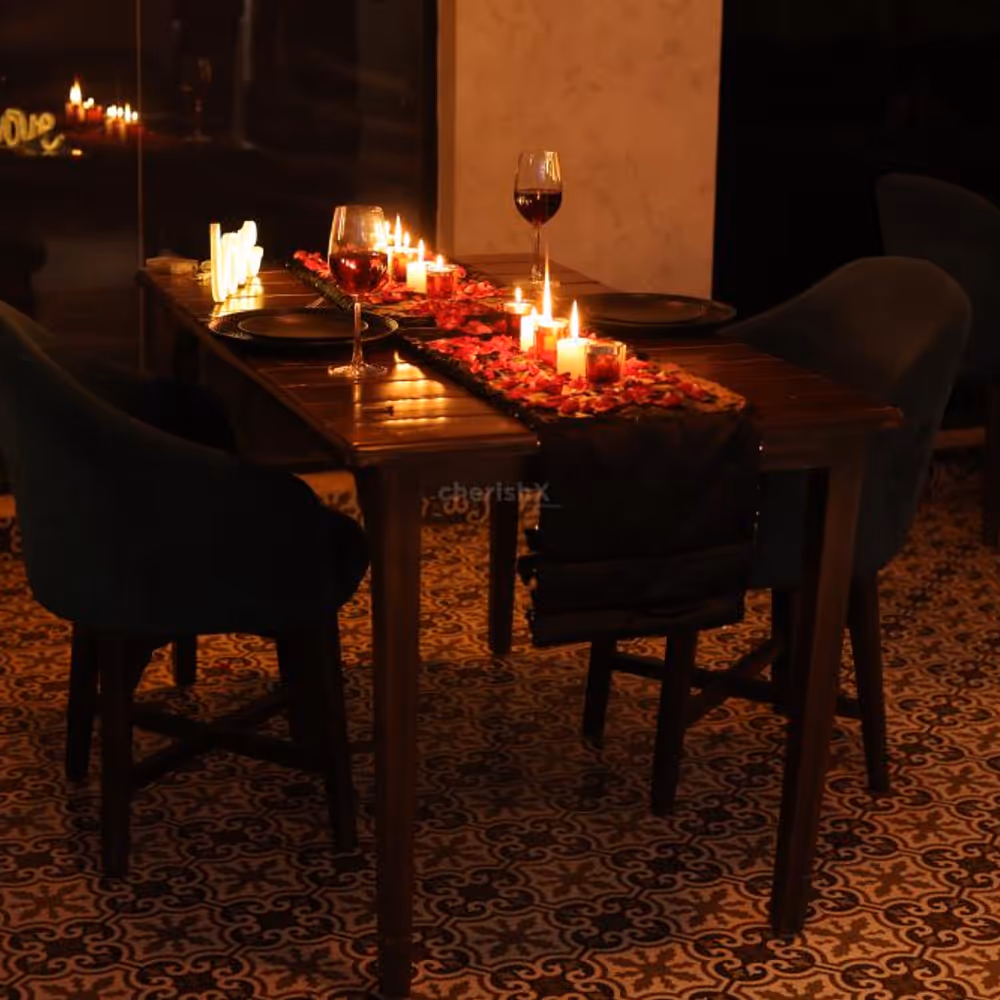 warm candlelit ambience perfect for lunch or dinner dates