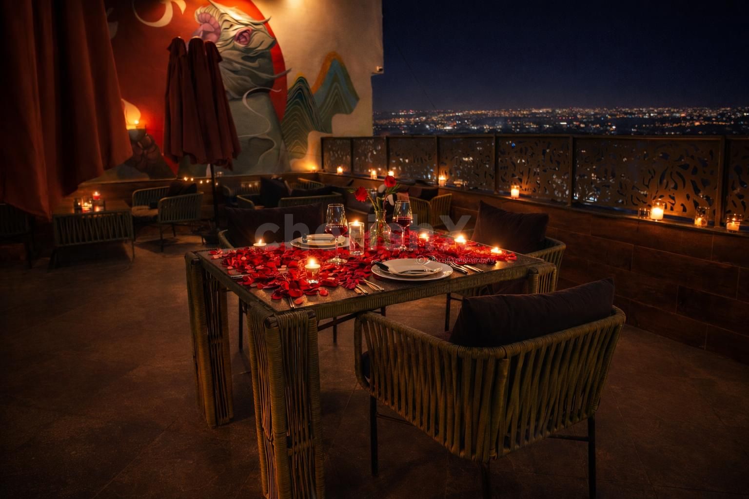 beautifully decorated table with candles and fresh flowers