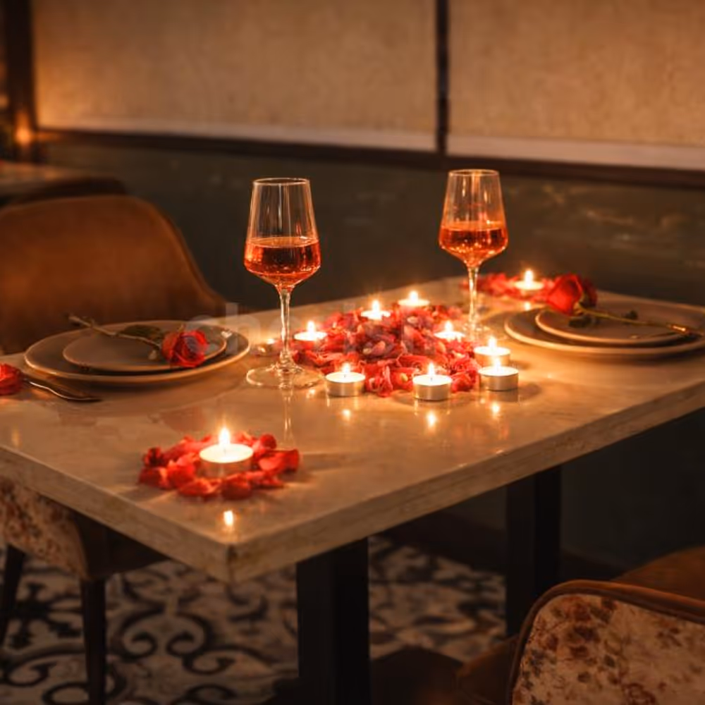 four-course meal served during candlelight dining at cafe dasos