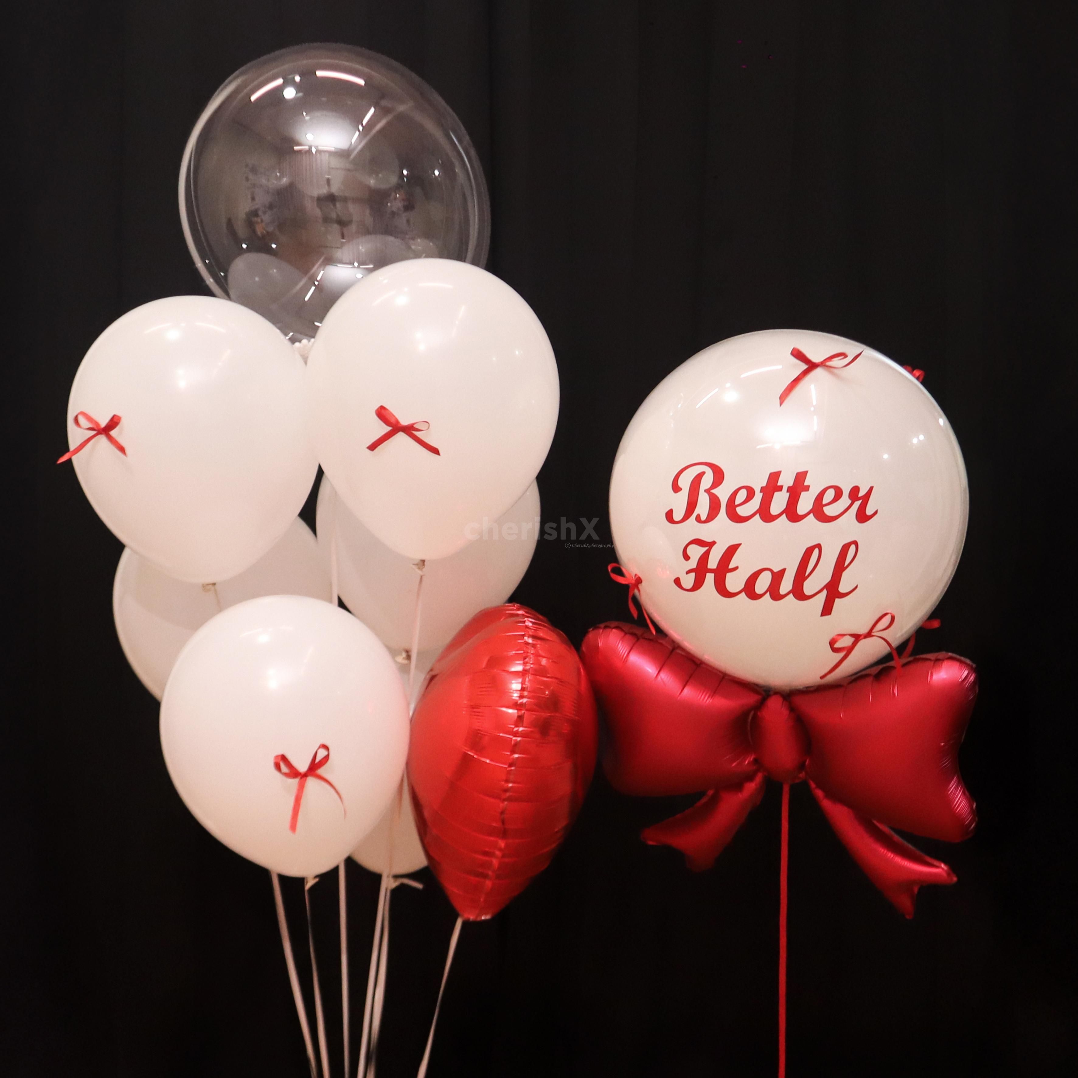 A bubble balloon filled with white thermocol beans adds the wavy texture