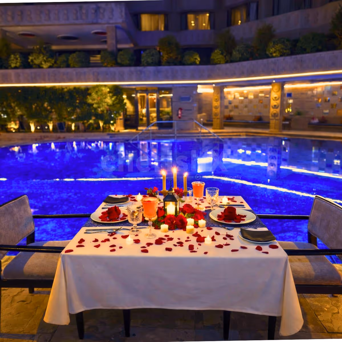 Poolside Romantic Valentine's Day Dinner at Marriot