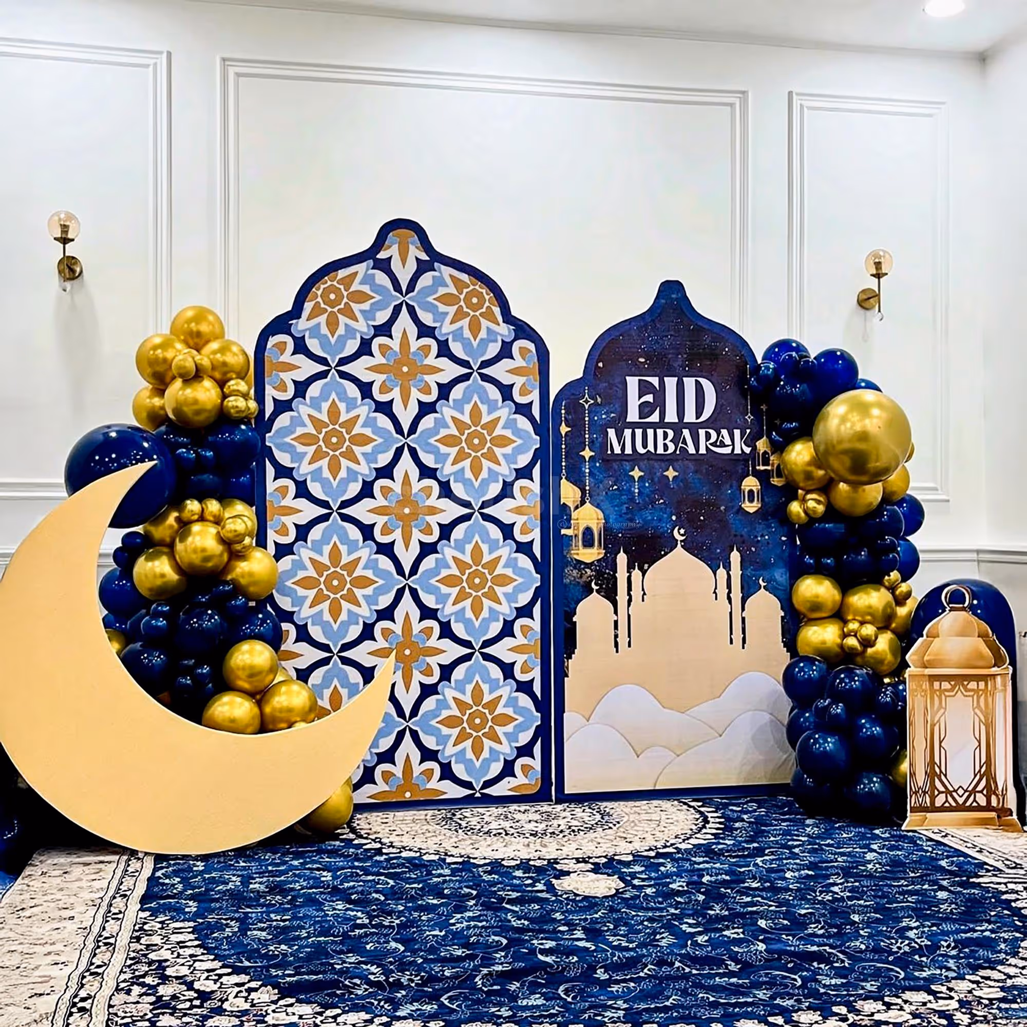 Large-sized moon cutout adds a traditional Eid festive touch to the decor