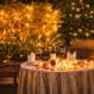 Under the open sky, at a beautifully decorated table made for two