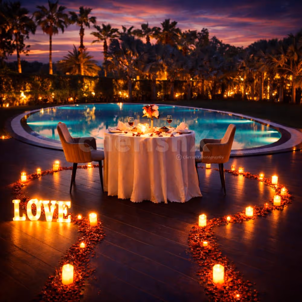 luxury poolside dining for date night or anniversary celebration in delhi ncr, gurugram