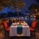 Intimate dining with poolside view