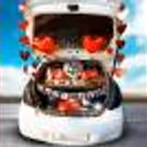 A beautifully decorated car boot creates a memorable anniversary surprise for your loved one.