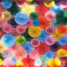 The large rosettes' wall-like structure on the stand looks as lively as the spirit of Holi.