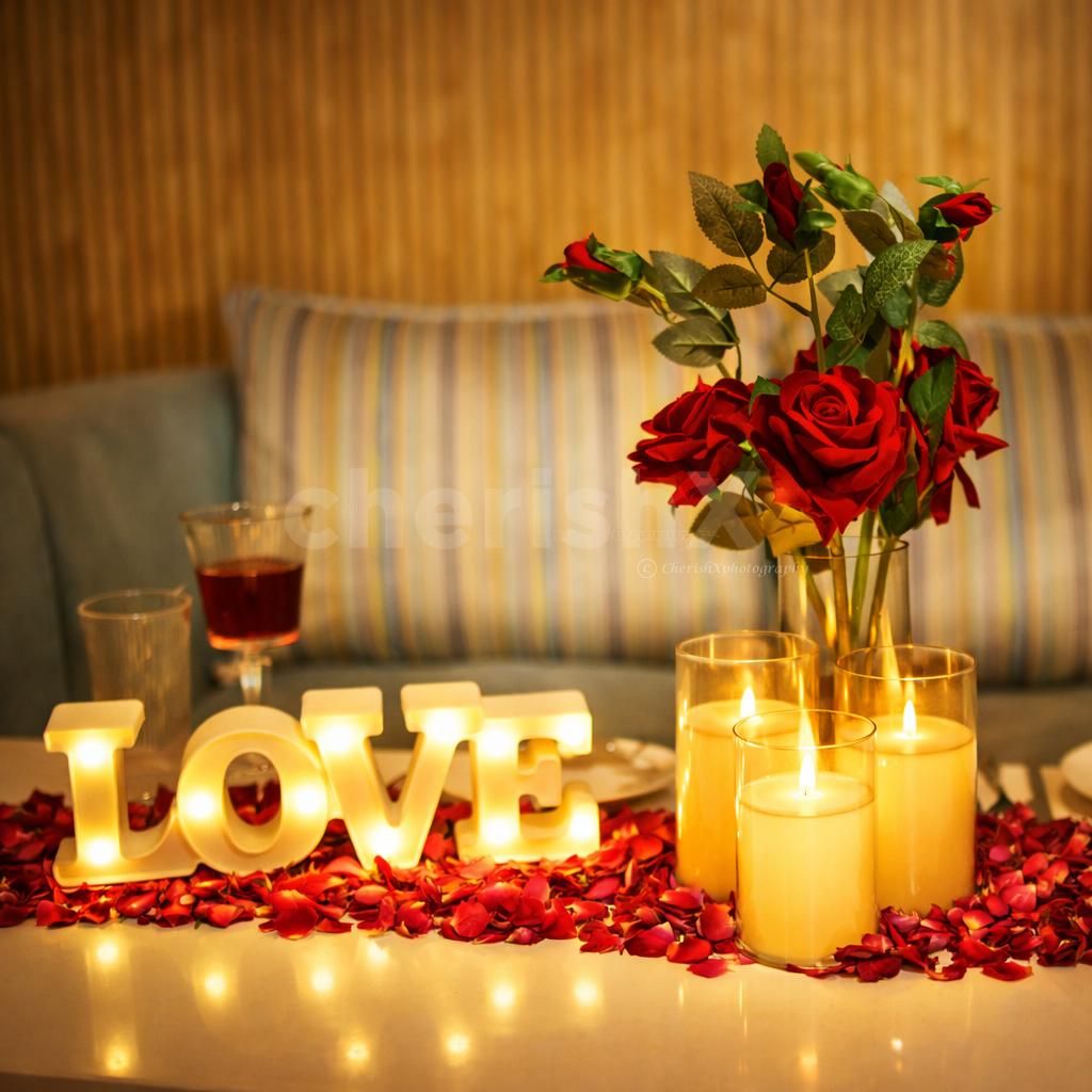 An elegant romantic table setup designed for couples seeking a special evening together.