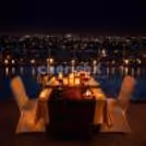 A cozy rooftop poolside dinner at Davanam Sarovar Portico, Koramangala, with stunning Bangalore skyline views.