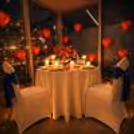 A dreamy private candlelight dinner setup with roses, floating heart balloons and glowing candles at Holiday Inn Bangalore.