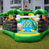 Dinosaur jungle bouncy house setup for an exciting kids' birthday party