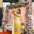 Fabric draping at the back creates an elegant and vibrant effect for the event.
