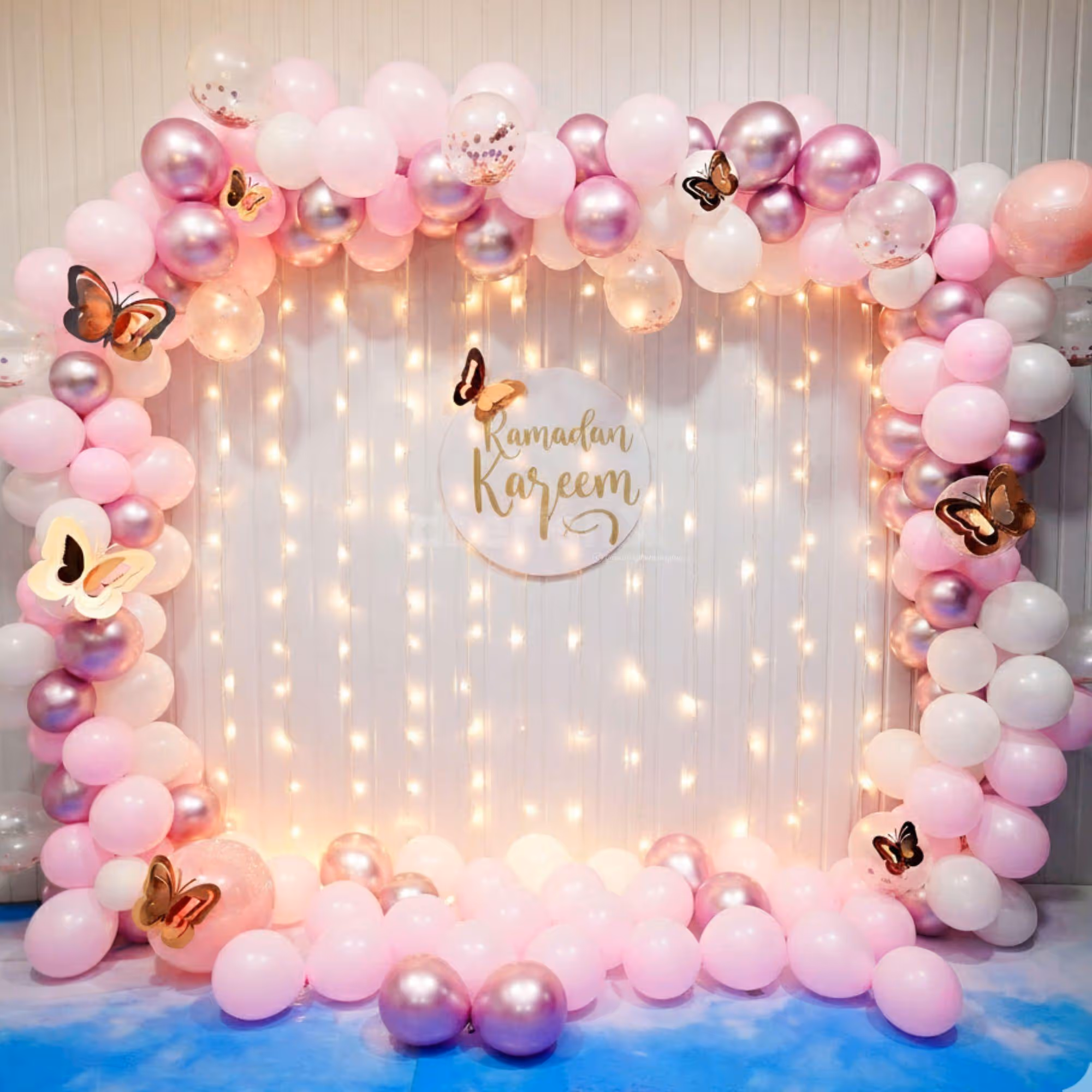 Rose Gold Butterflies In The Ramadan Kareem Eid Decor Symbolise Freedom Of Thought.