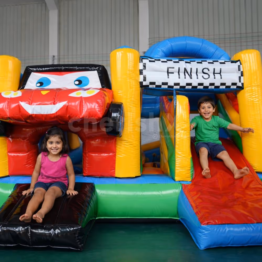 Inflatable Car Race Bouncy Setup For A Fun Kids' Birthday Party
