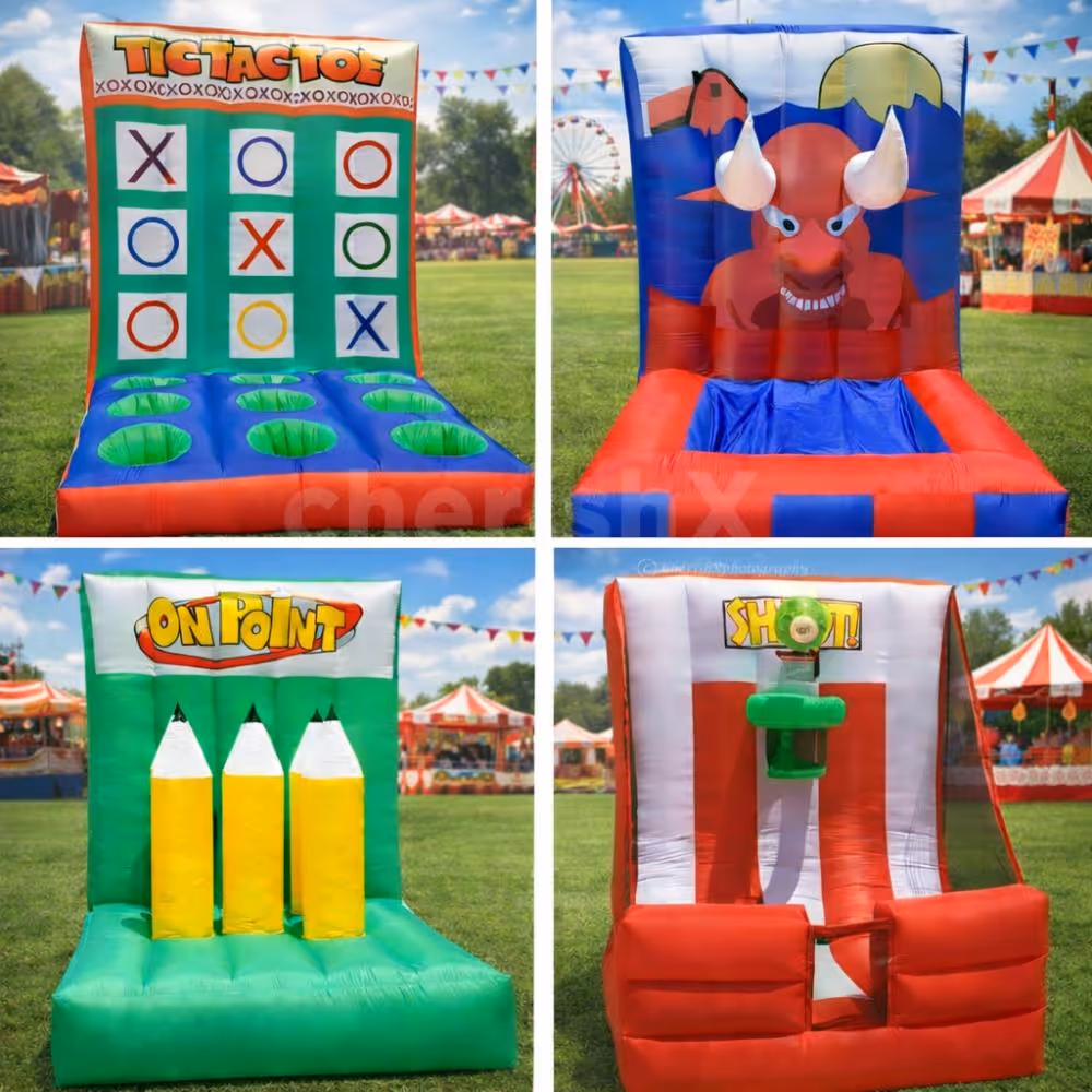 Four-In-One Carnival Combo Setup For A Fun Kids' Birthday Party