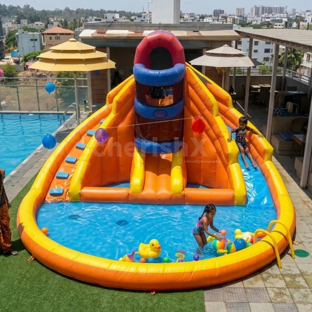 Fun Water Play Bouncy Designed For A Safe Kids' Party Activity