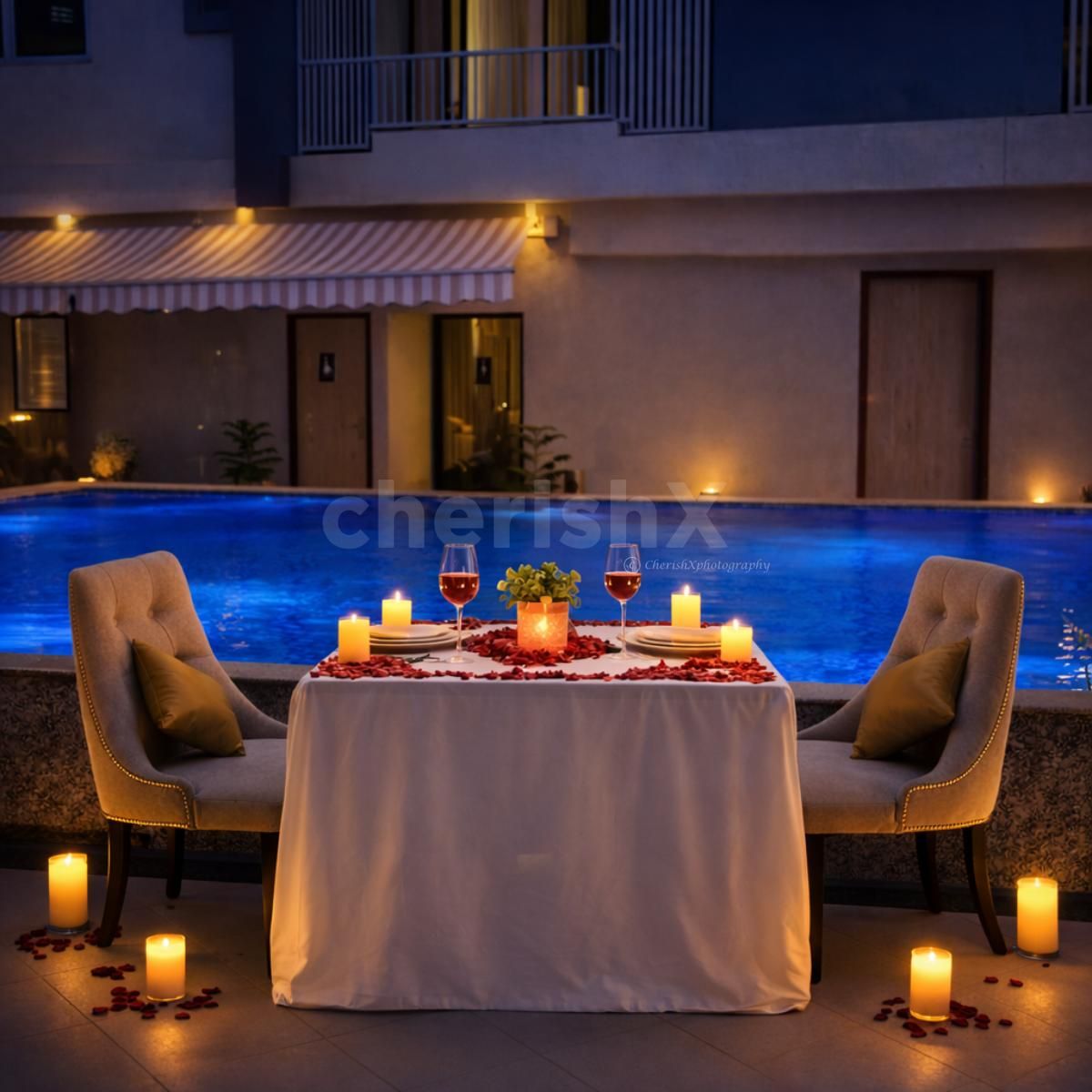 enjoy poolside side dining as a couple in jaipur