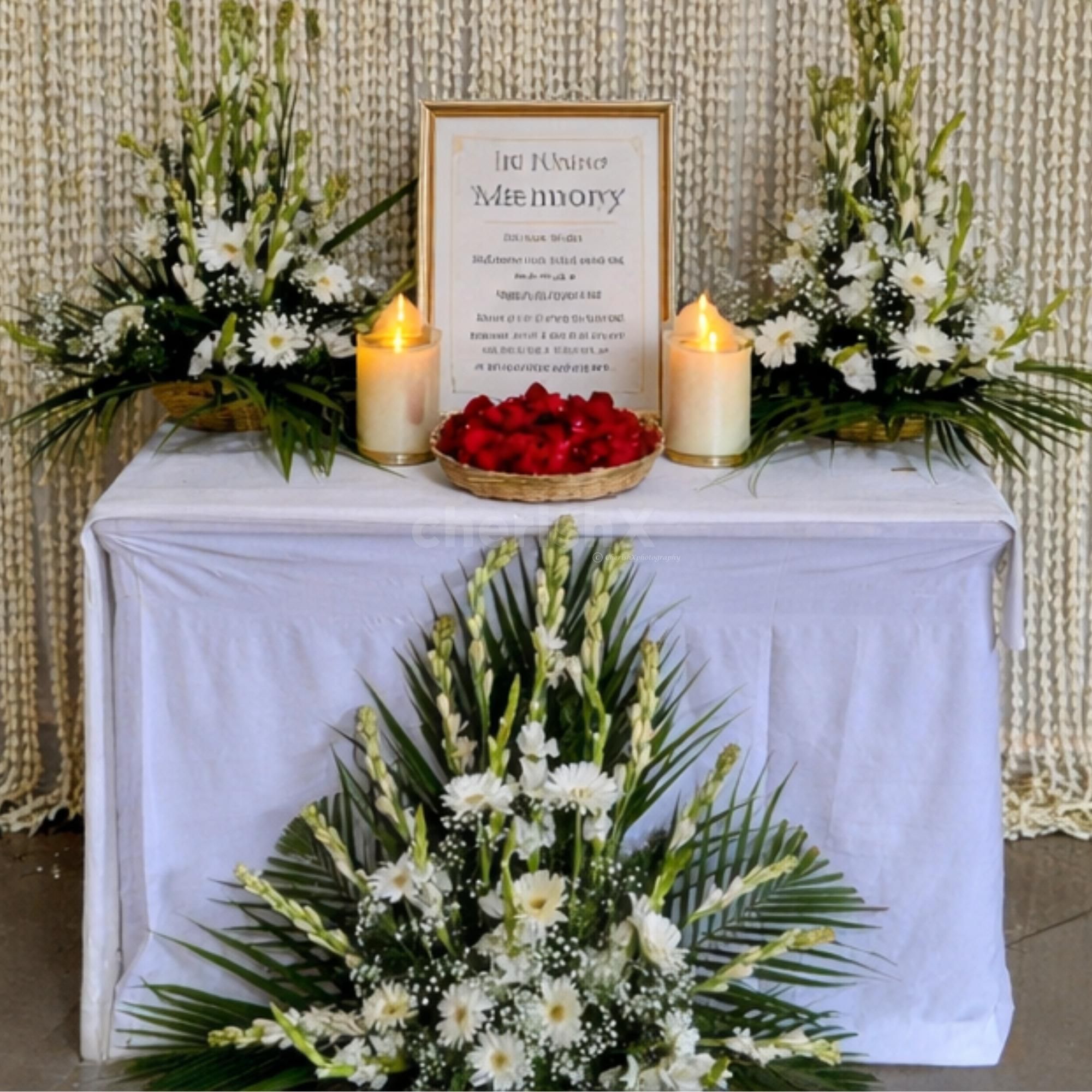 Center Photo Frame Placed Beautifully For Tribute And Loving Memories