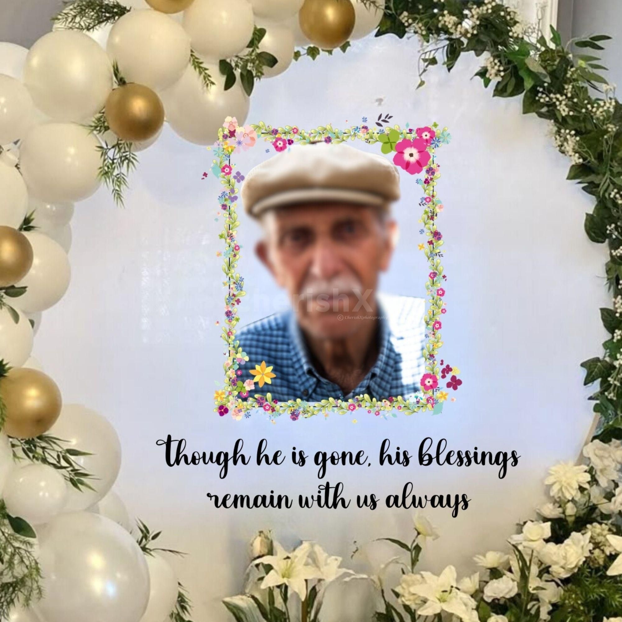 Peaceful Decoration With Flowers And Customized Tribute Banner