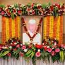 Peaceful Tribute Setup With Garlands And Floral Decorations