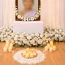 Center Photo Frame Amid Flowers And Leaves Pay Tribute And Remembrance