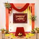 The First Feast Decoration, With Flowers And Hanging Garlands, Around The Sunboard Cutout