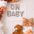 Balloon Cluster Arranged On The Side With A Simple And Elegant Baby Shower Backdrop