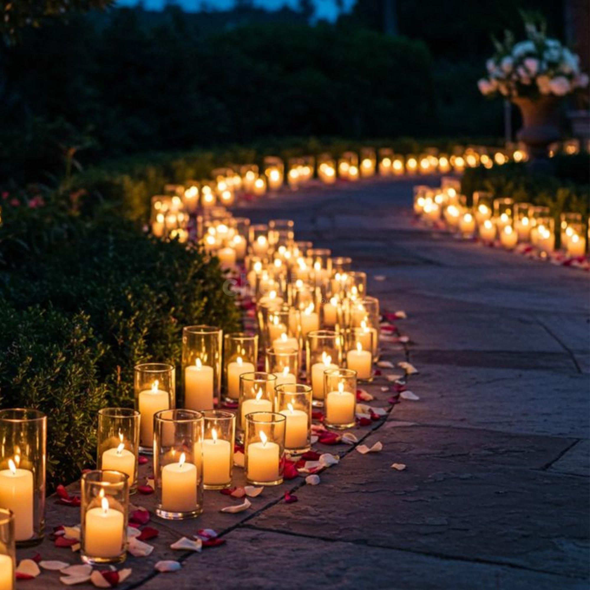 Our Professional Decorator Arranges Candles At Venue Following Instructions