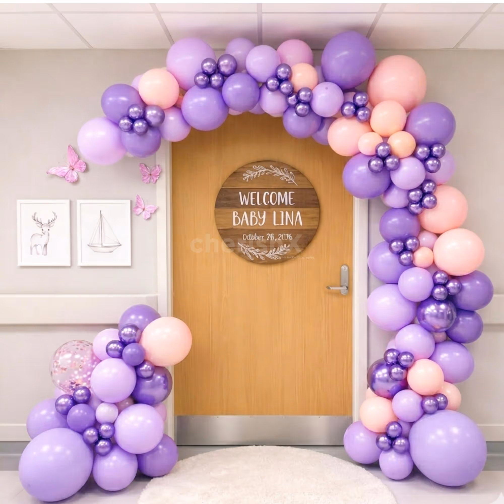 Peach Pastel Balloons In The Arch Add A Warm Sunset Glow, Creating Depth And Dimension.
