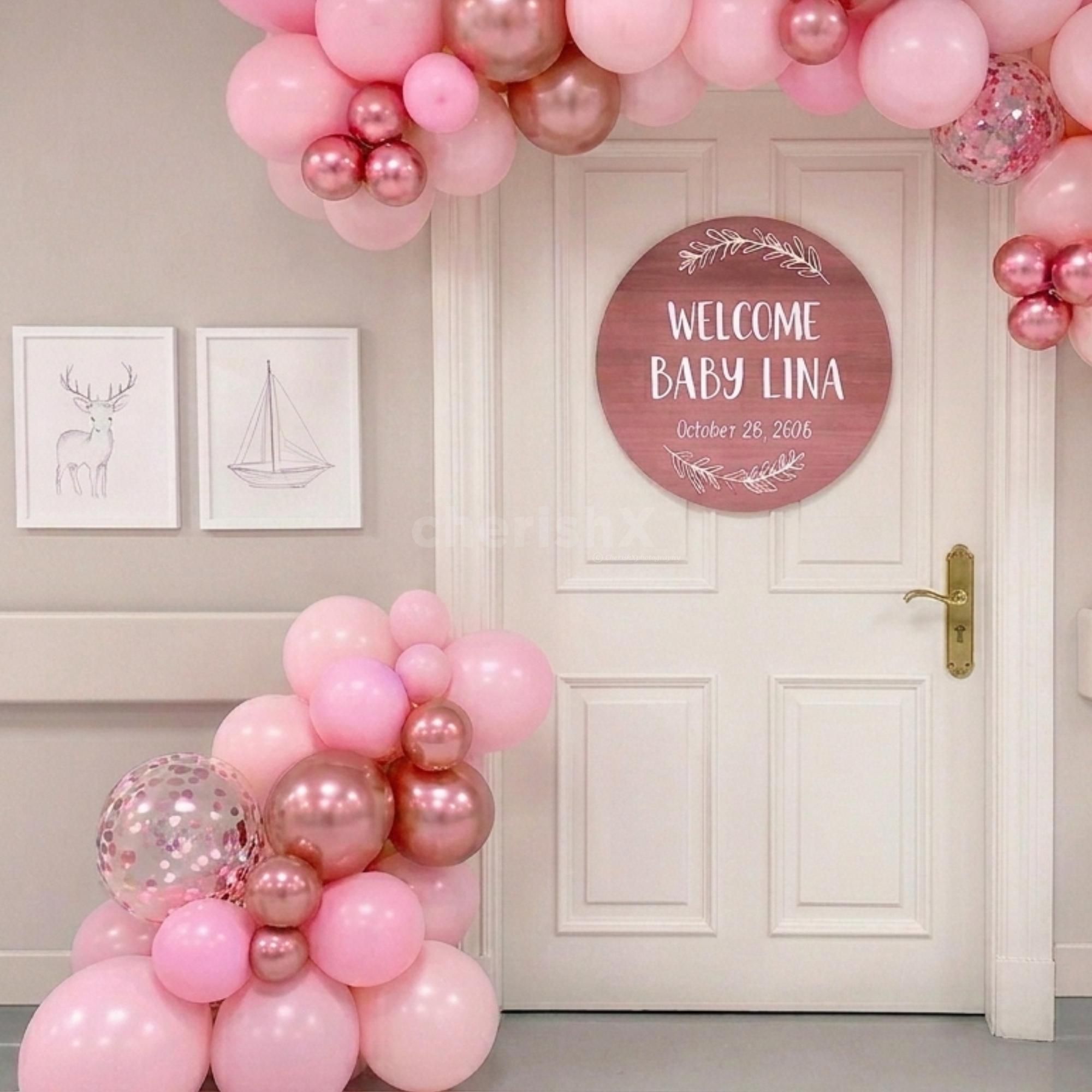 Macron, Latex And Pastel Balloons In Pink Tone Ensures An Immersive Effect Is Created