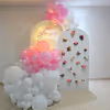 Pink And White Balloon Arch With Neon Birthday Signage Setup Looks Picture Perfect