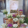 Fresh-Flower Entrance Decorations Enhance The Auspiciousness Of The Griha Pravesh Ritual.