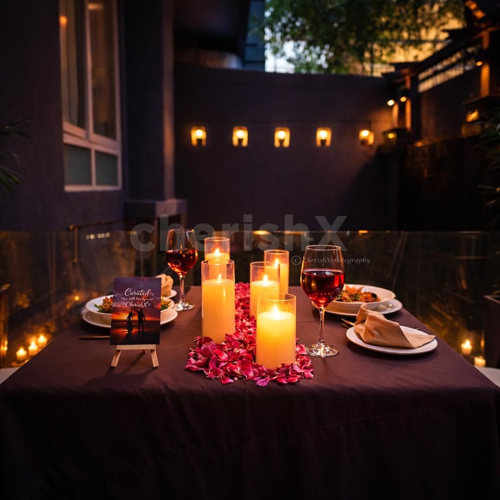 beautifully adorned candles and roses for a date night