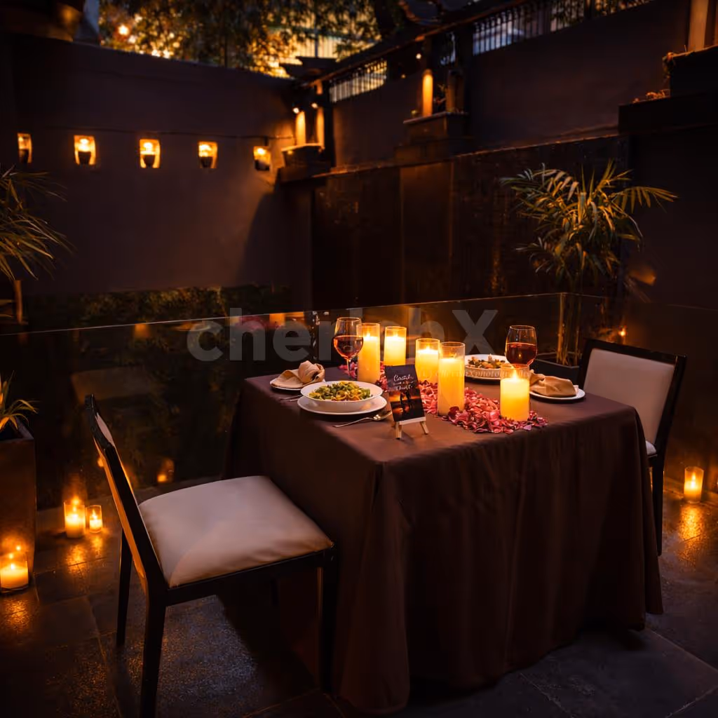 open air dining for couple in gurgaon, perfect for date night, birthday and anniversary