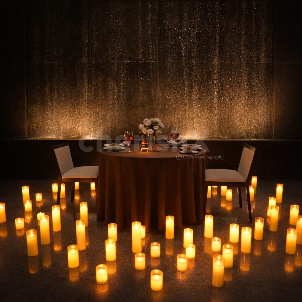 sea of candles for a romantic candlelight dinner