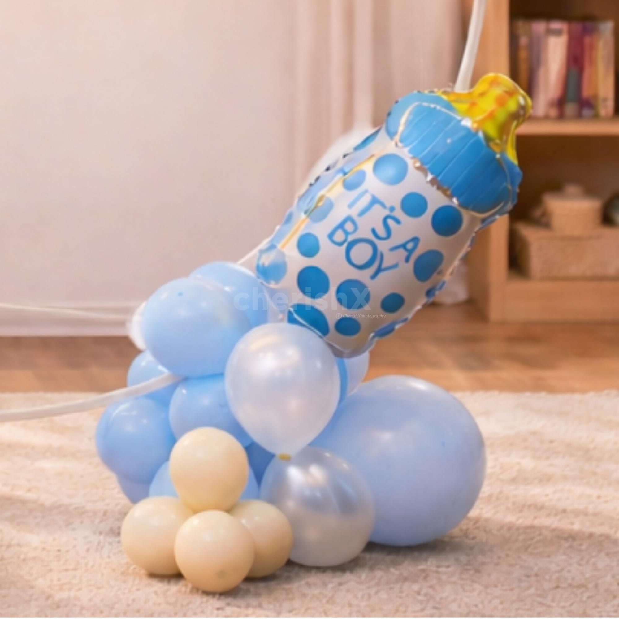 Silver moon comes down on Earth literally as a newborn and foil Balloon