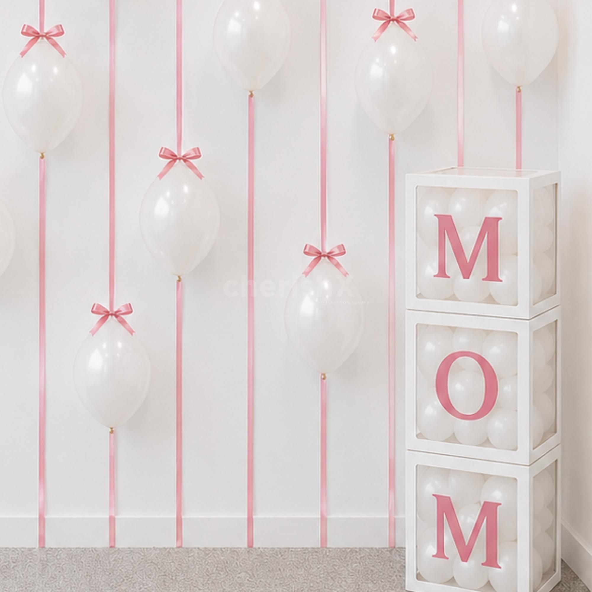 Pink Bows And Ribbons On The Wall Frame The Backdrop For Selfies On Mother's Day
