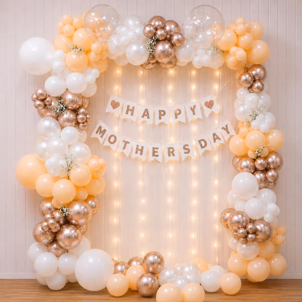 Pastel And Metallic Tones Of Balloons Add The Needed Glamour In The Mother’s Day Decor