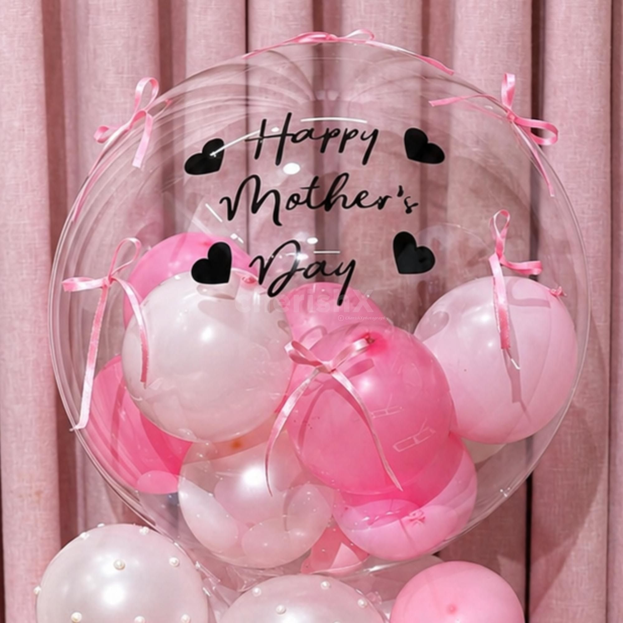 Handmade Small Pink Bows, Paper Butterfly And Golden Ribbon Bow Add Glam To Mom's Gift
