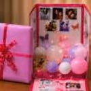 Mixed Bag Of Pink Grass, Lights, 10 Balloons, Butterflies And Pink Ribbon In The Box