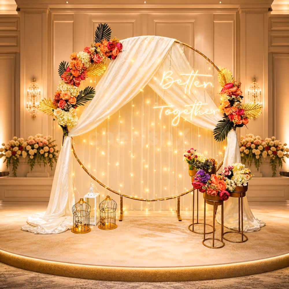 Whimsical "Better Together" neon light sparkling anniversary decor