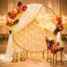 Flower bunches and pixel lights add elegance to the decorations.