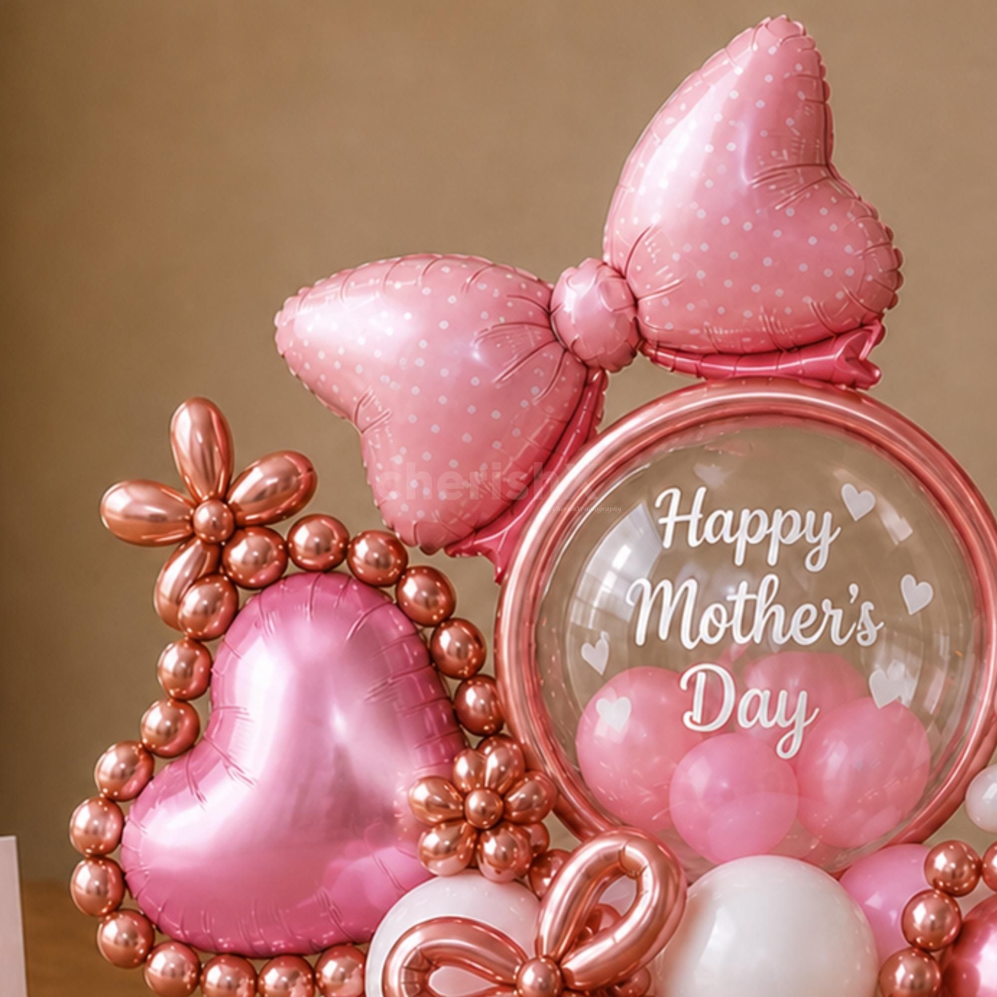 White "Happy Mother's Day" Vinyl Sticker Shines Beautifully, Making The Bouquet Sparkle