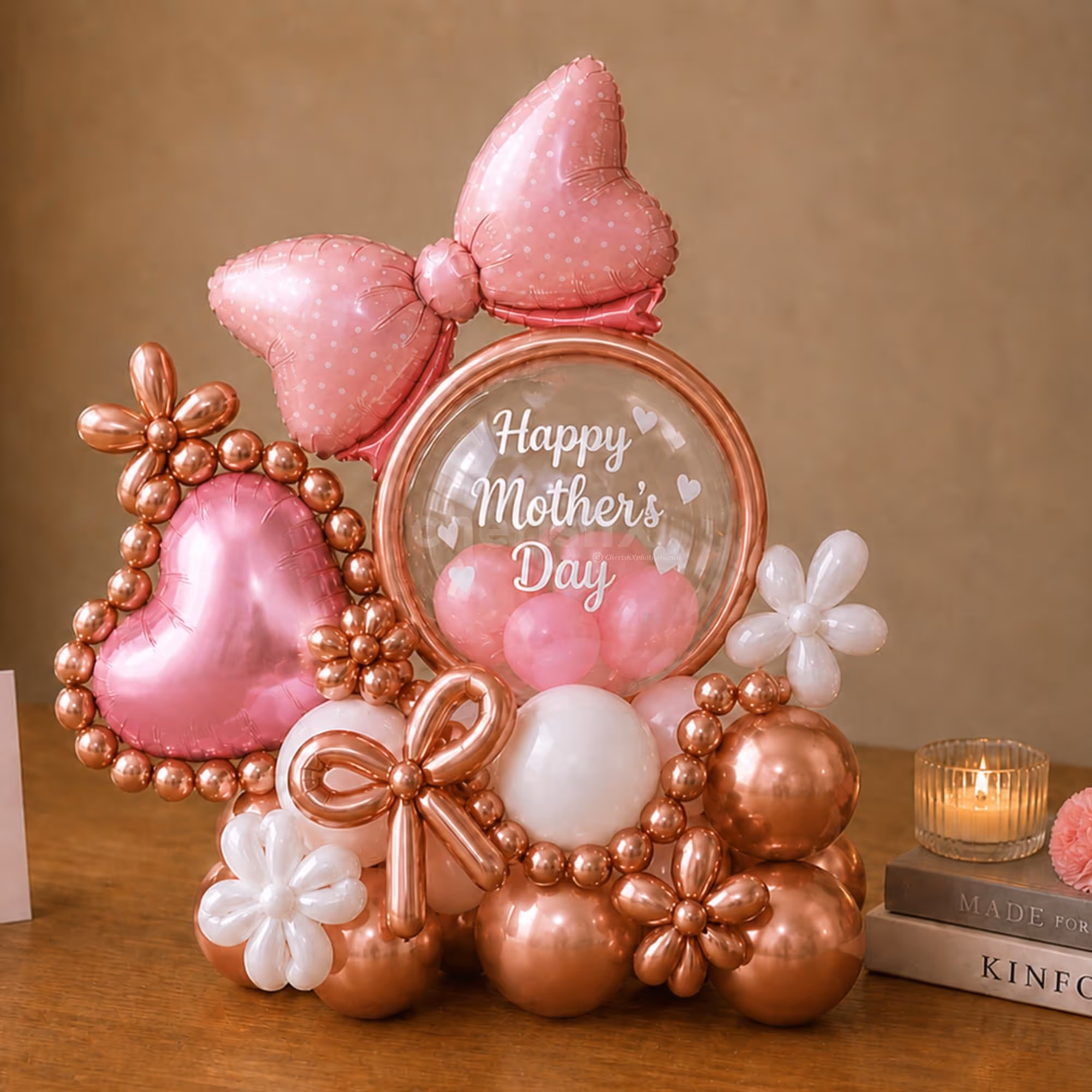 Metallic Pink Balloons Inside The Bubble Balloon Radiate Warmth And Affection